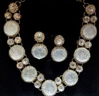 Beautiful White Round Chunky Diamante Crystal Necklace, Bracelet and Earrings